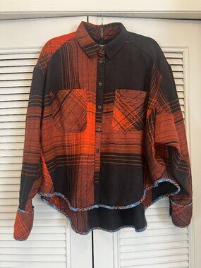Urban Outfitters BDG oversized flannel shirt | patchwork plaid | red brown | M-L